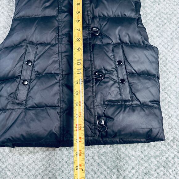 Vintage GAP Black Y2K Puffer Coat Fur Hood Cropped Babydoll 75% Down Warm - Picture 5 of 7